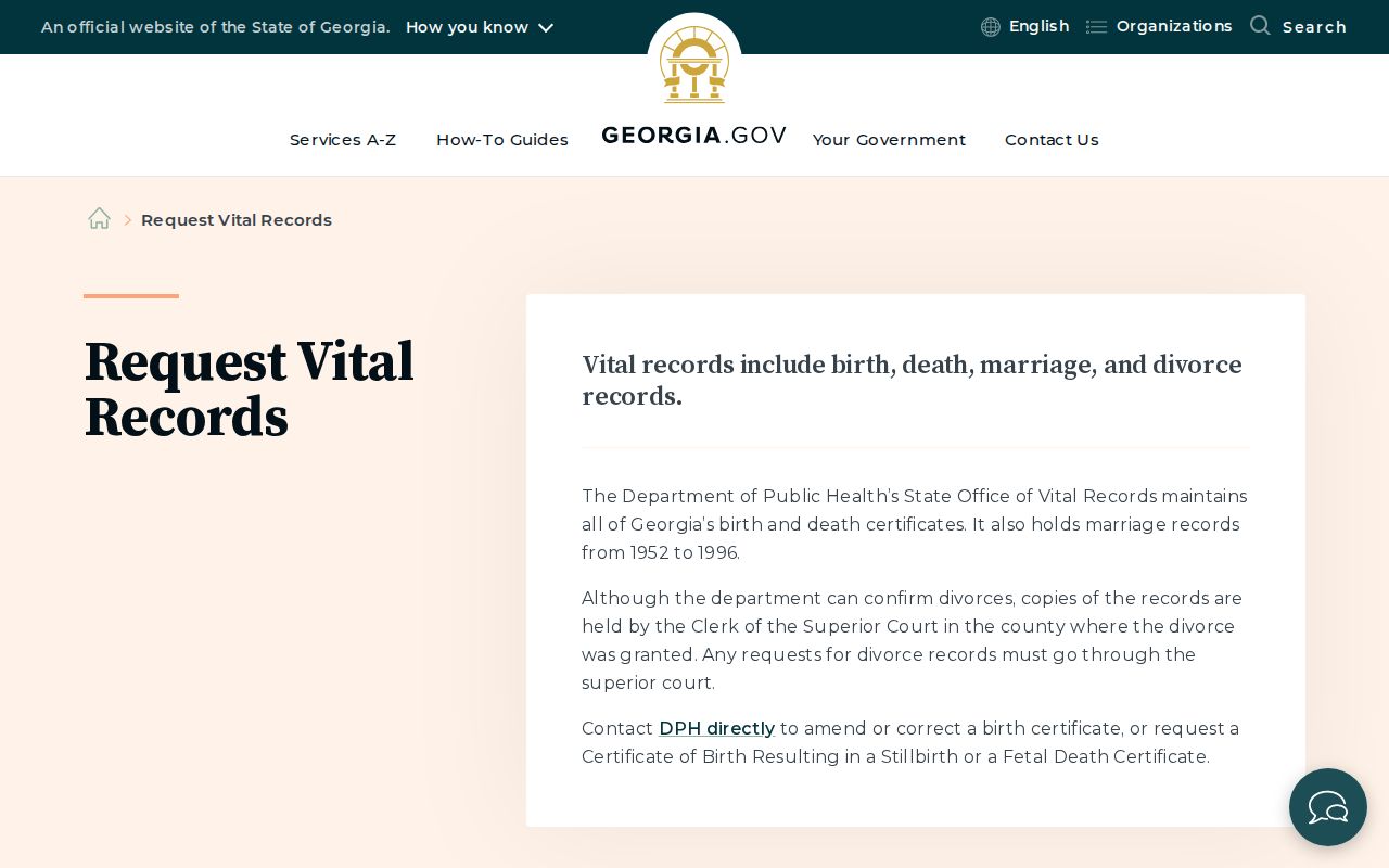 Douglasville residents directory Georgia vital records request