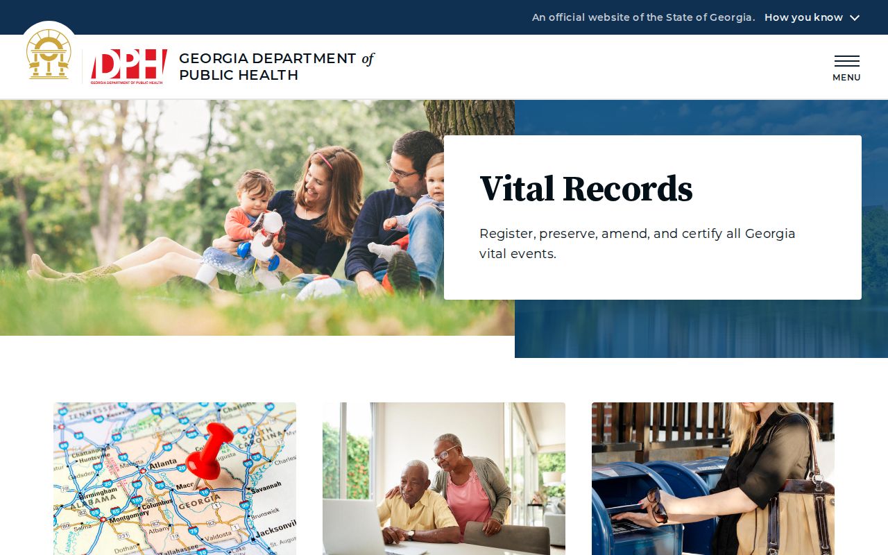 Georgia Vital Records program page used to verify a Douglasville address history