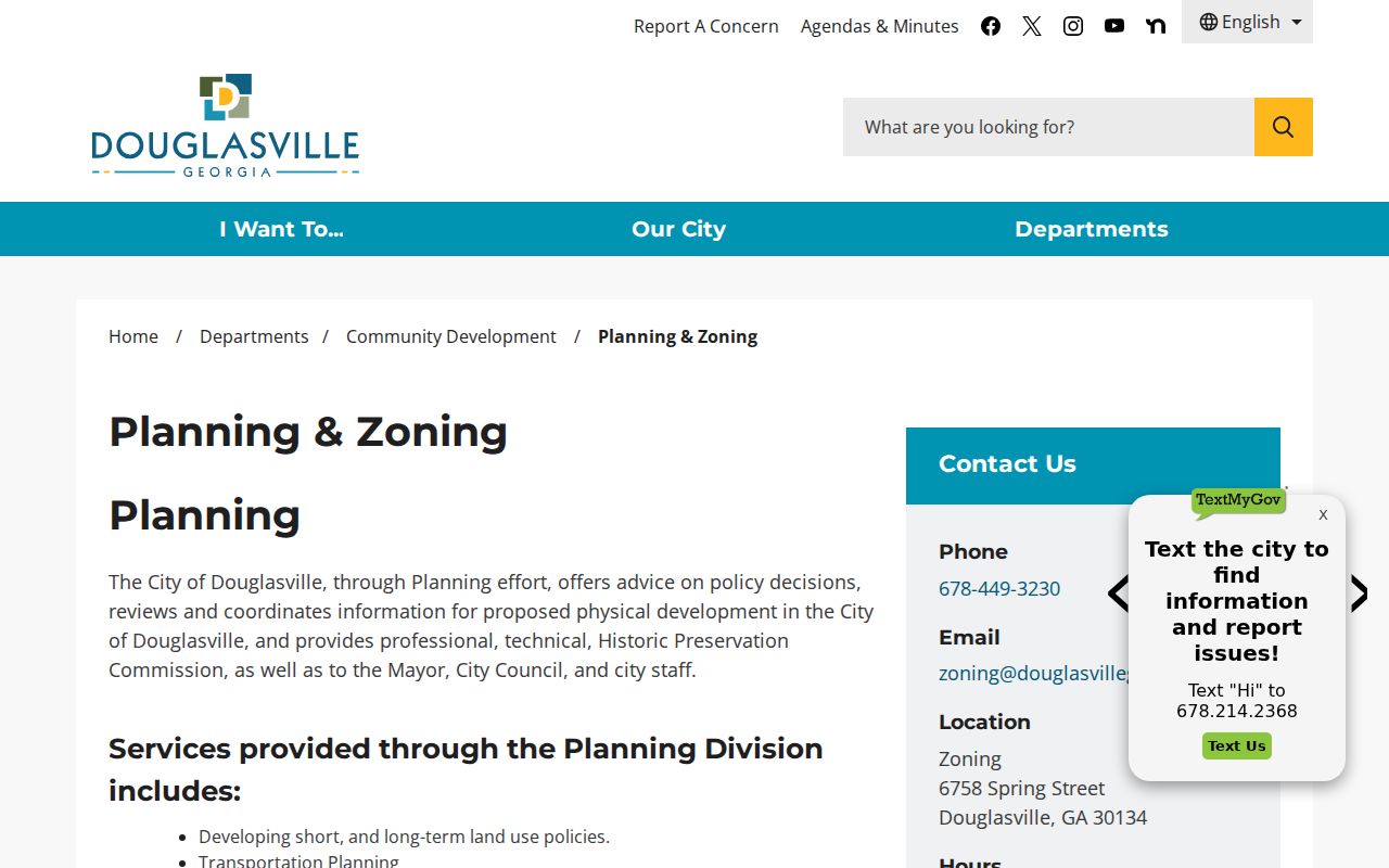 Douglasville planning and zoning records gateway for street addresses