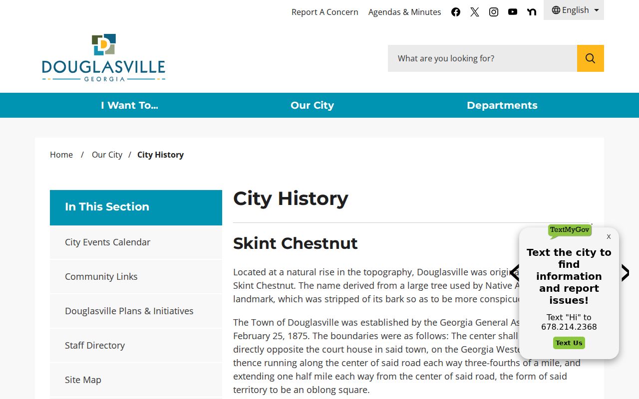 Douglasville city history source for rail and later ZIP geography context